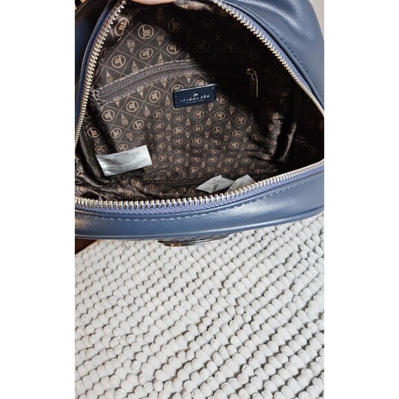 London Fog Backpack Womens Medium Navy Bowery Woven Faux 